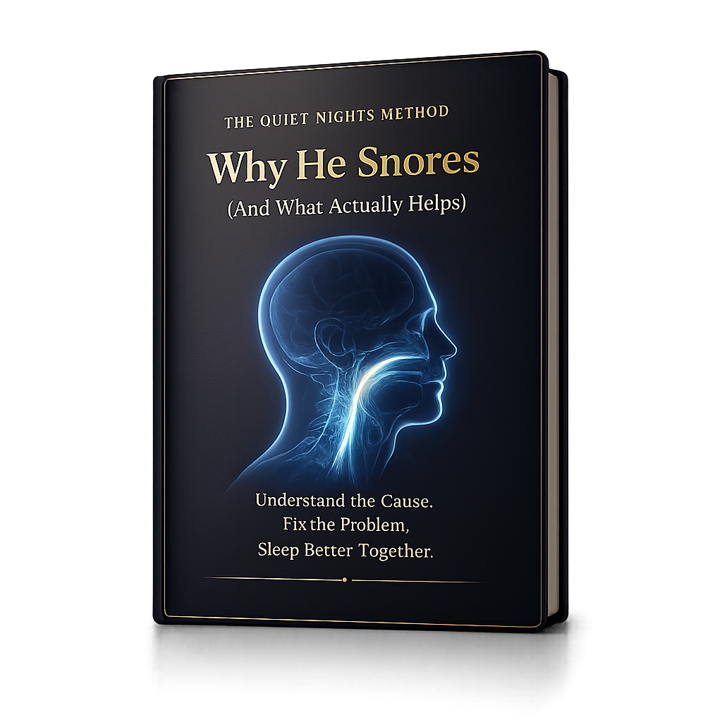 Why He Snores (And What Actually Helps) - The Quiet Nights Method eBook Cover